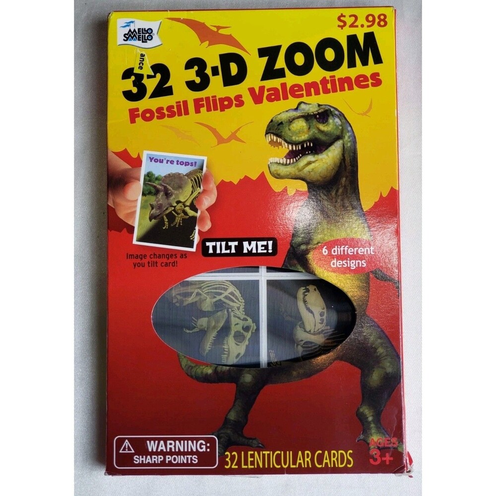 Valentine's Day Exchange Cards w/ 3D Zoom Dinosaur Fossil Flips 32 count ages 3+